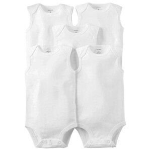 Carter's Unisex Baby 5-Pack Sleeveless Bodysuits White 3 Month